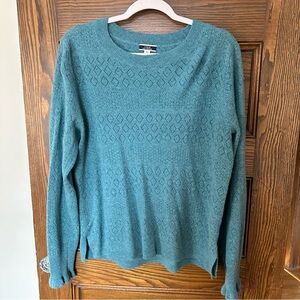 J. Crew Teal Cashmere Pointelle Sweater